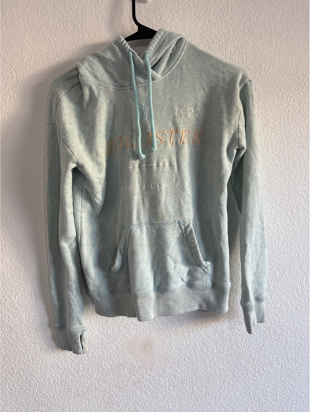 Hollister Light Blue Pullover Hoodie Size Small with Front Pocket